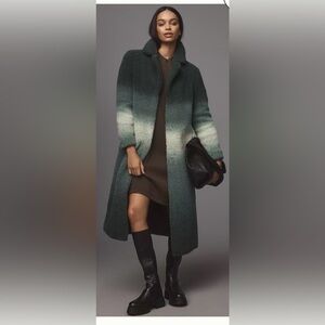 Unreal Fur Green Ombre Teddy Long Coat